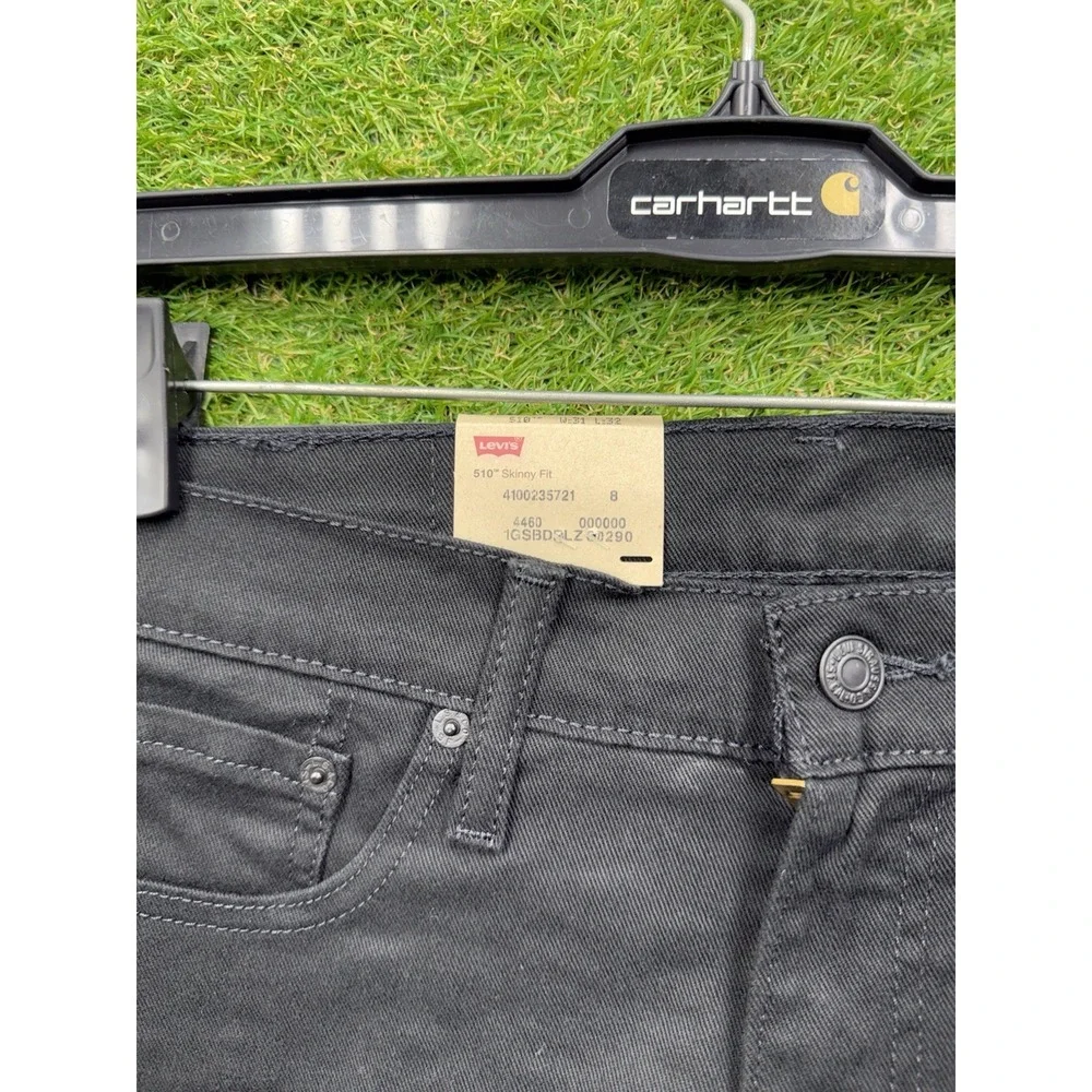 Levis 510 Jeans Mens 31x32 Skinny Fit Black Denim Stretch Sits Below Waist NWT